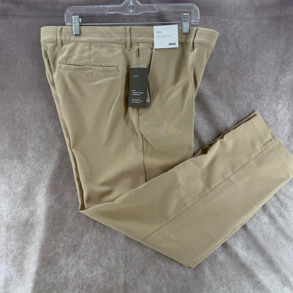 NWT Goodfellow & Co Mens Slim Fit Stretch Chino Pants Khaki Tan 36x32 Classic